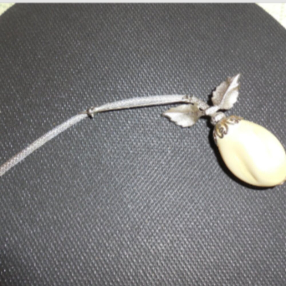 Vintage Antique Long Rose Faux Pearl Pin By Lisa